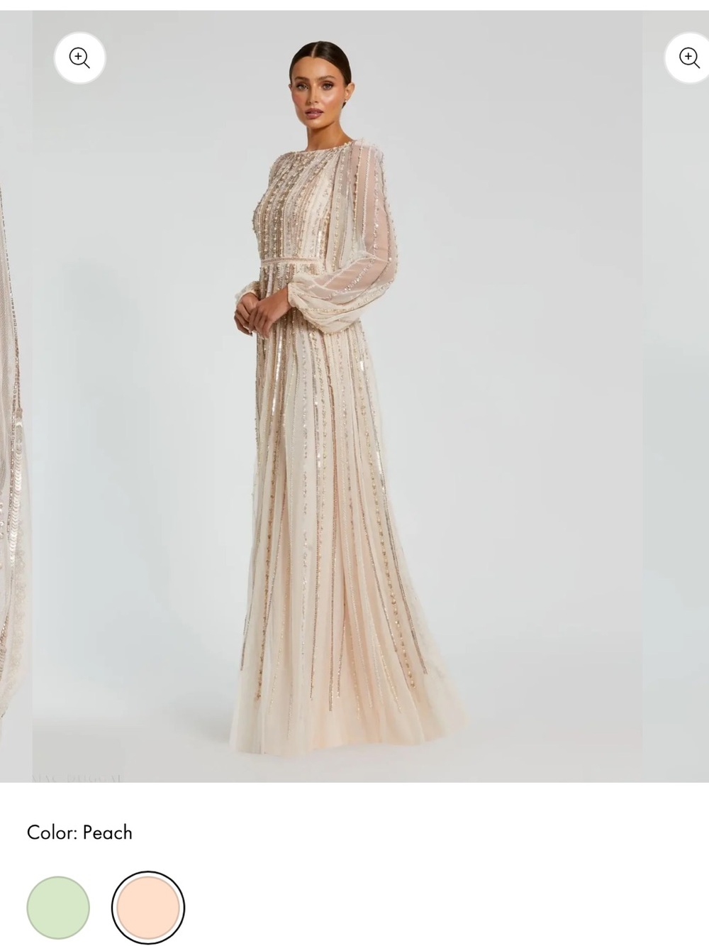 Mac Duggal Ivory Beaded A-Line Wedding Dress. Fixed neckline - Picture 4 of 7